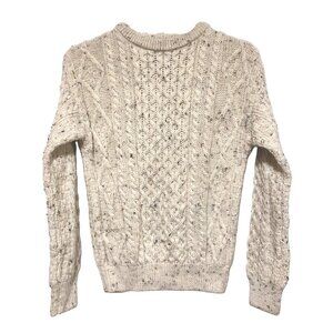 The Irish Store Womens Fisherman Sweater S Cable Knit Aran Cream 100% Wool